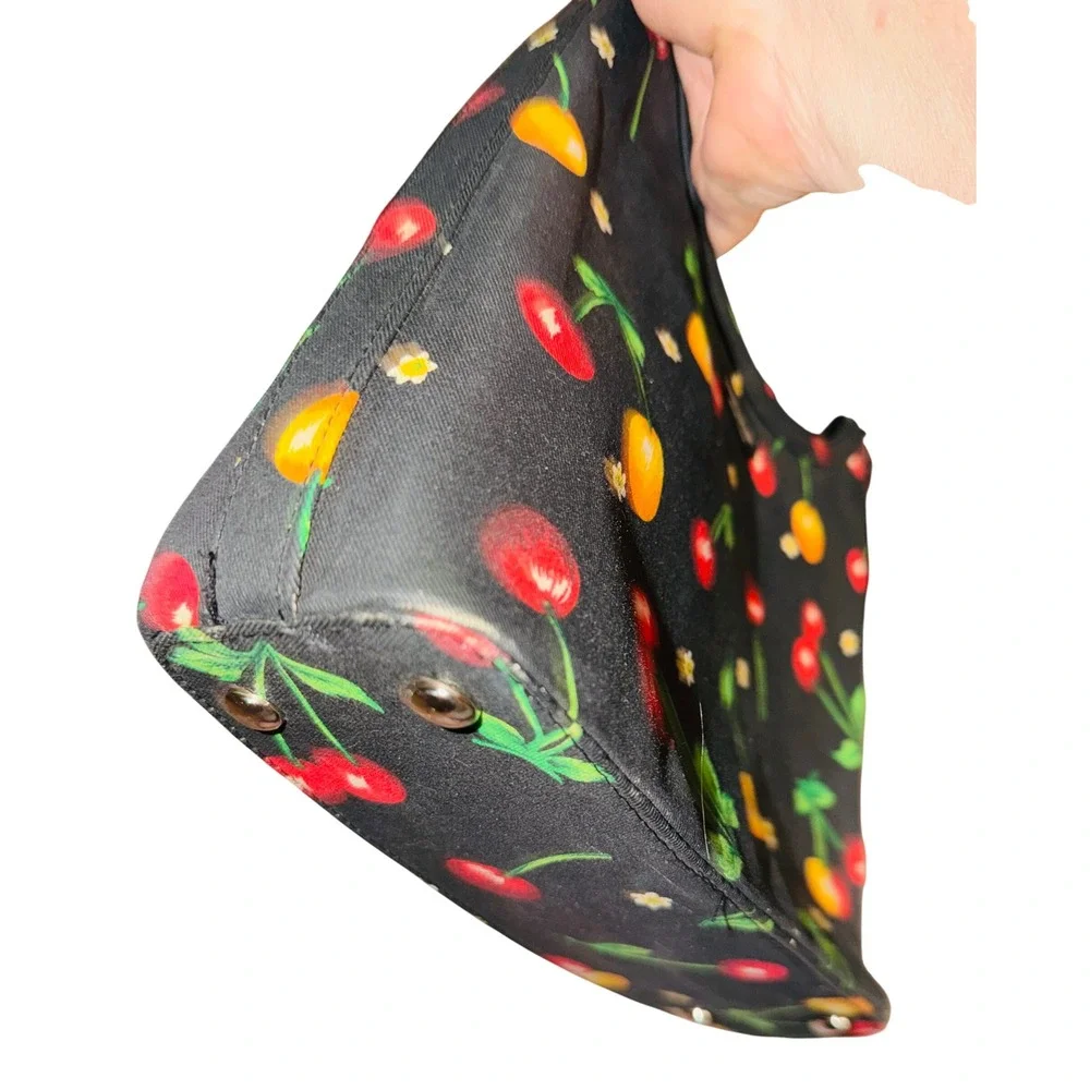 Kate Spade Shoulder Bag Womens Small Black Cherry Print Excellent Y2K Retro